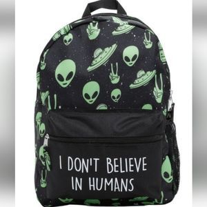 "I Don't Believe in Humans" Alien Themed Backpack